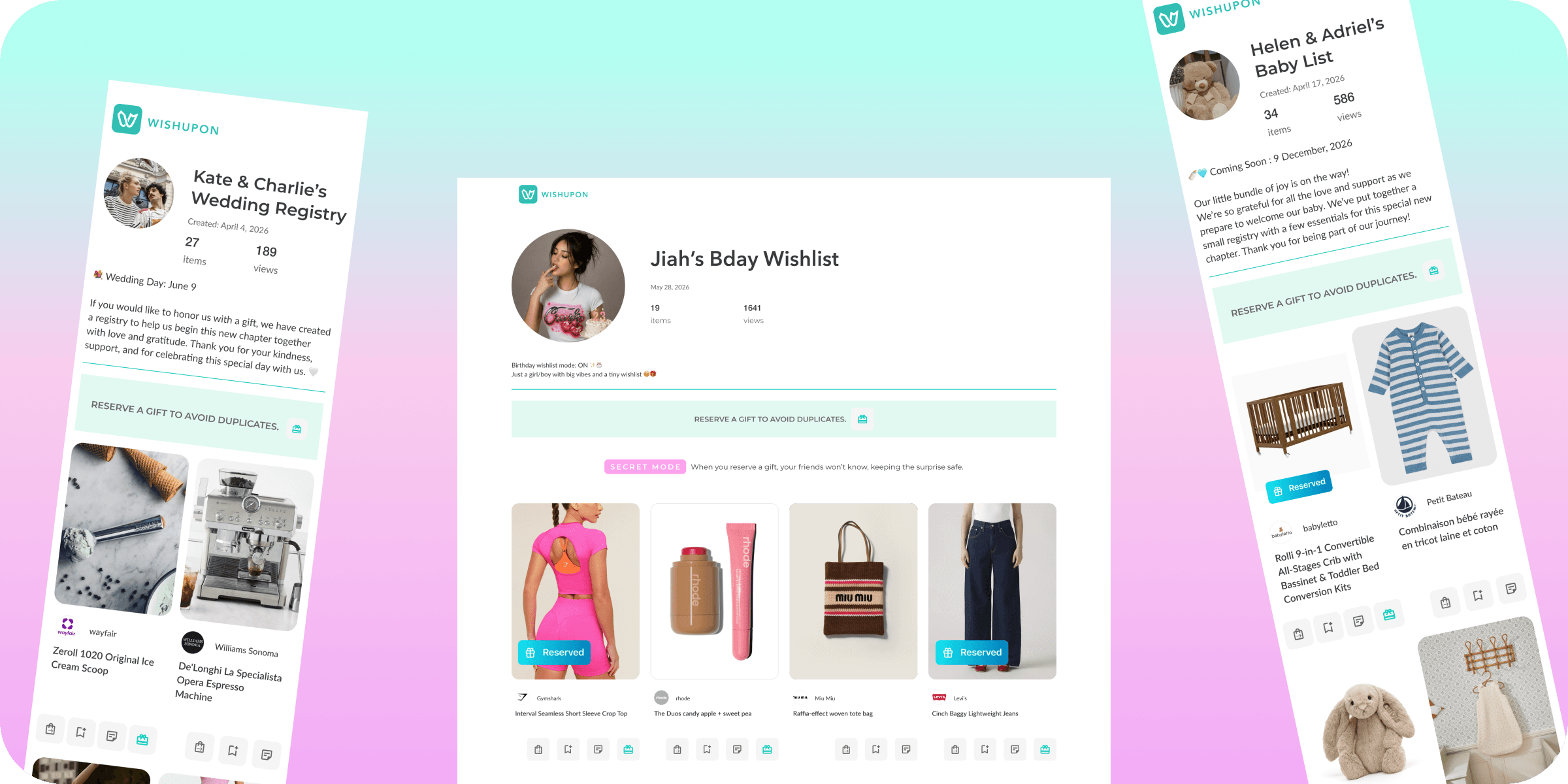 Digital wishlist and wedding registry platform