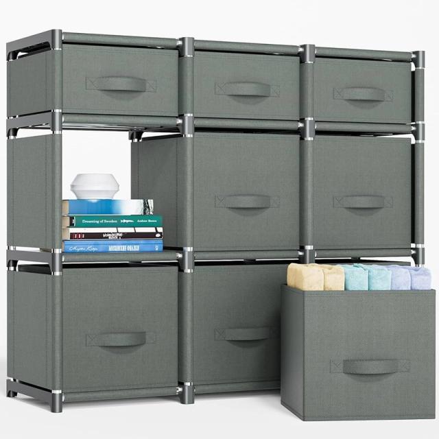 Amazon.com: Mavivegue 9 Cube Storage Organizer, Closet Organizers and Storage, Cube Storage Shelf, Easy to Assemble with Storage Drawers, DIY Closet Cube Organizer for Living Room, Bedroom, Dorm Room-Gray : Home & Kitchen