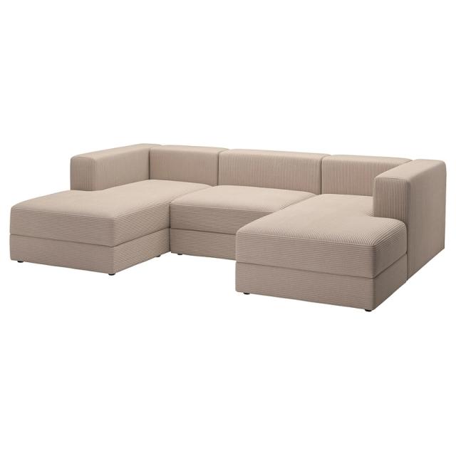 JÄTTEBO 3,5-seat mod sofa w chaise lounges - armrests Samsala/gray/beige