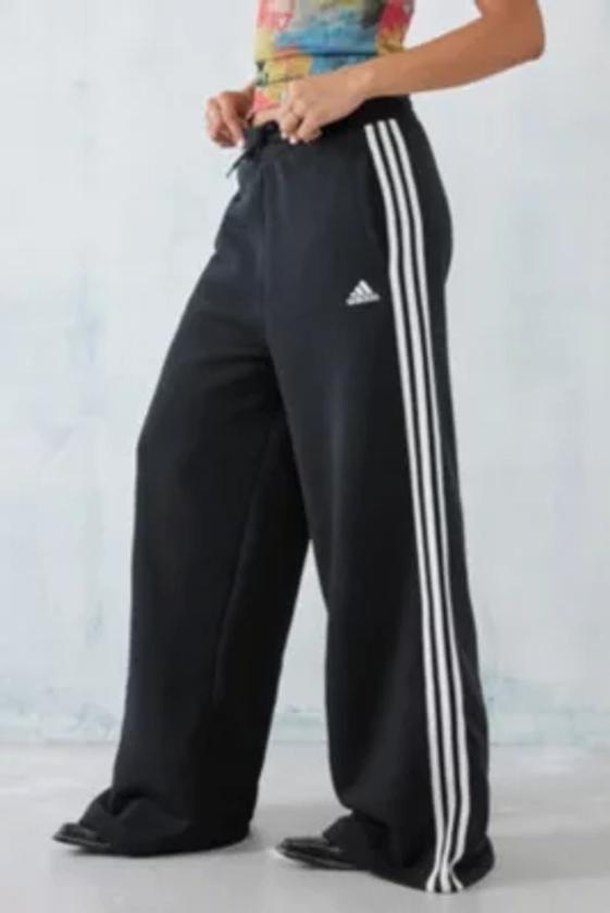adidas Black 3-Stripes Wide Leg Track Pants