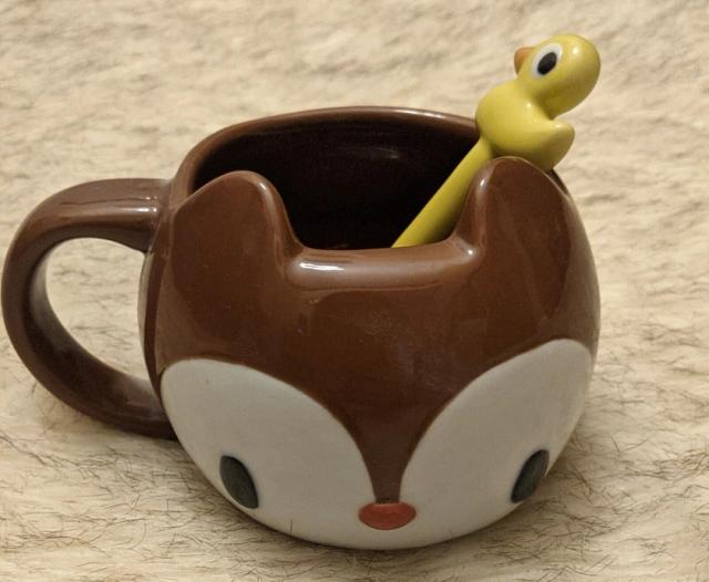 RARE 1999 Sanrio Hello Kitty Landry House Raccoon Mug w/ Duck Spoon
