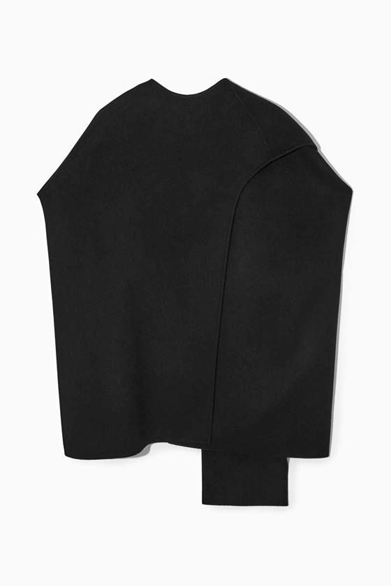 CAPE LAINE MÉLANGÉE - Noir - Coats and Jackets - COS
