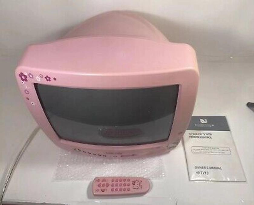 2002 HELLO KITTY TELEVISION HKTV13 PINK W/ REMOTE AND MANUAL