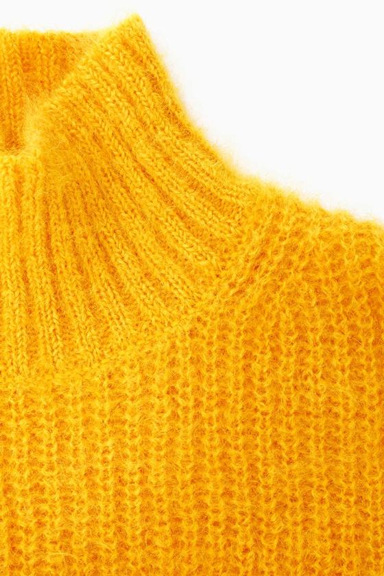 FUNNEL-NECK MOHAIR TUNIC - YELLOW - COS