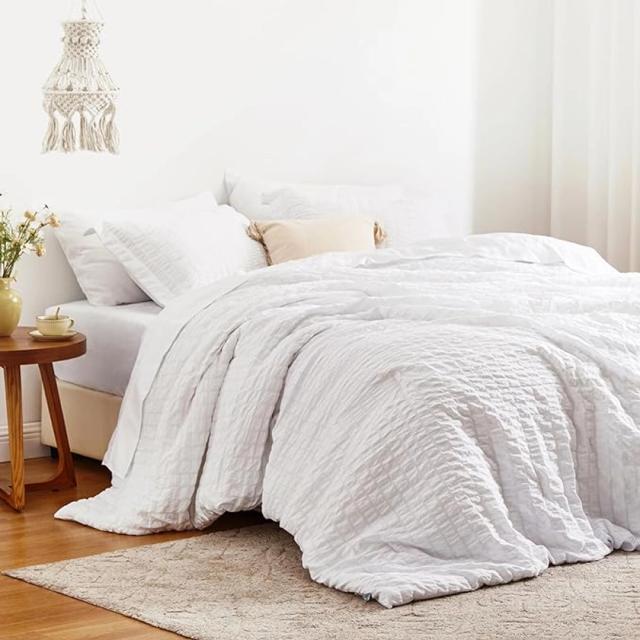 Amazon.com: Love's cabin Seersucker White Twin XL Comforter Set, 5 Pieces Twin XL Bed in a Bag, All Season Twin XL Bedding Sets with Comforter, Flat Sheet, Fitted Sheet, Pillowcase and Pillow Sham : Home & Kitchen