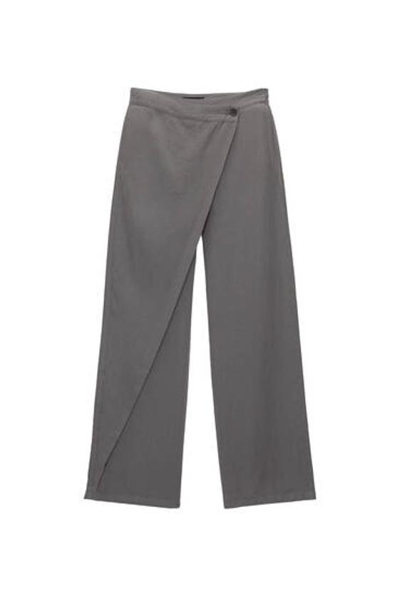Linen blend wrap trousers - pull&bear