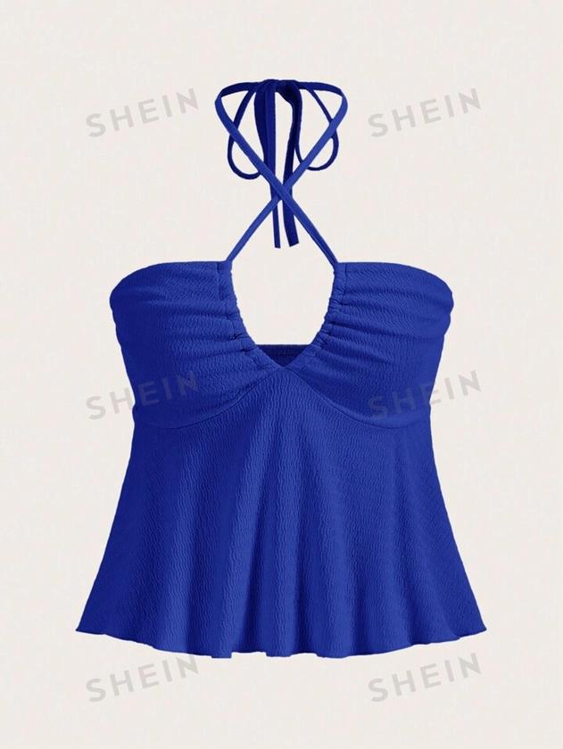 SHEIN MOD Top Ras-Du-Cou Unicolore | Mode en ligne | SHEIN FRANCE