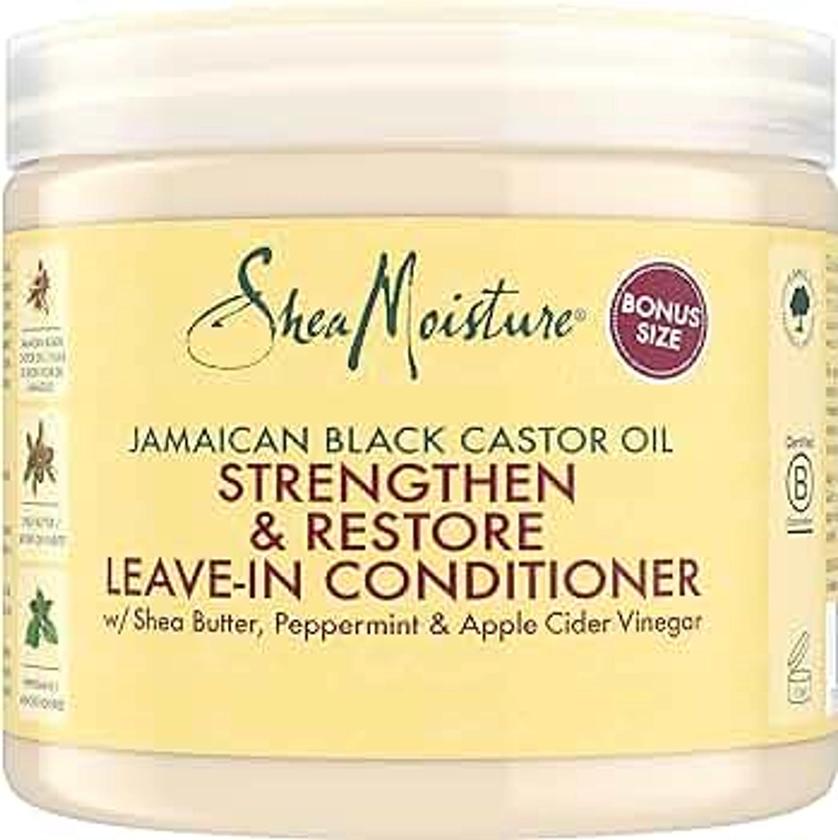 SHEA MOISTURE Jamaican Black Castor Oil Strengthen & Restore Leave-In Conditioner no silicones or sulphates for chemically processed, heat-styled or natural hair 431 ml