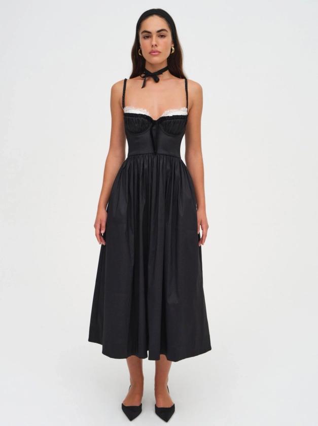 Doris Midi Dress — Black