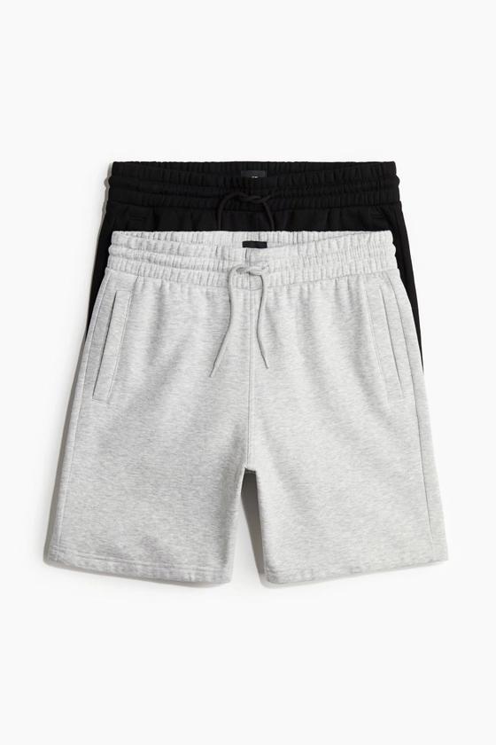 2-pack Regular Fit Sweatshorts - Black/gray melange - Men | H&M US