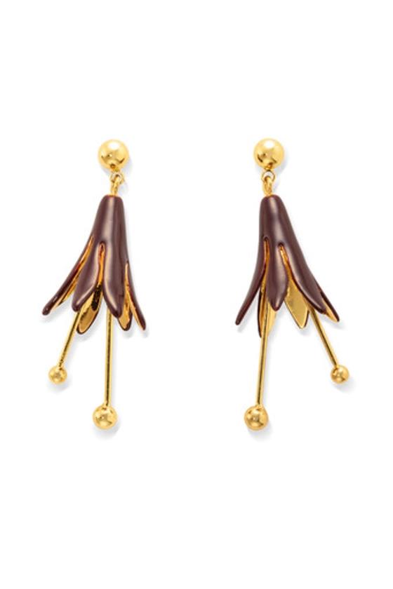 Lilium Drop Earrings - Gold/Currant | Oroton