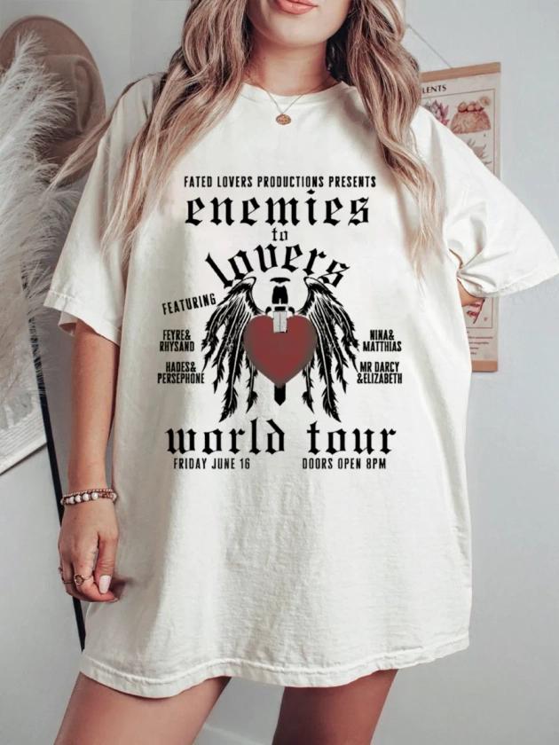 Vintage Enemies To Lovers Distressed Band Novel Shirt