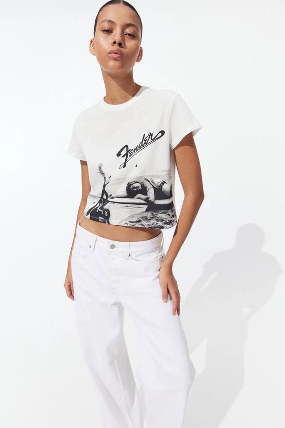 Printed T-shirt - White/Fender - Ladies | H&M US