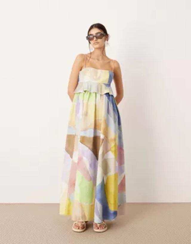 ASOS EDITION empire cami midi dress in pastel abstract print