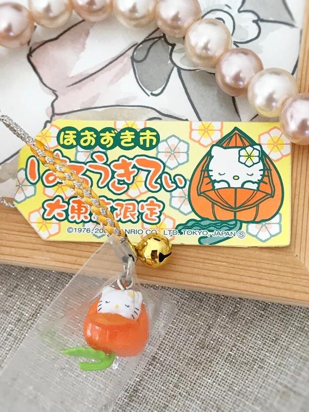 Sanrio Hello Kitty Charm & Strap Kitty In The Orange Lantern Plant 2004 JAPAN
