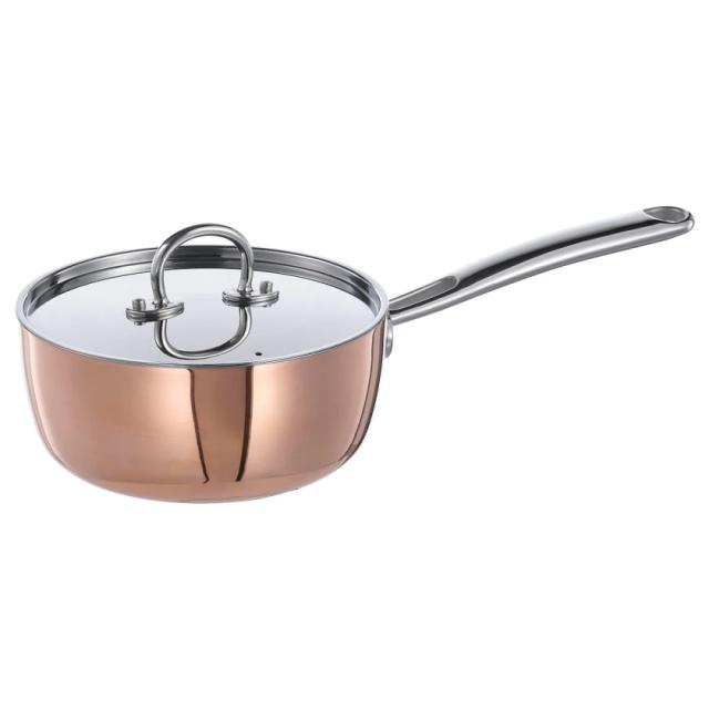 FINMAT saucepan with lid, copper/stainless steel, 1.5 l - IKEA
